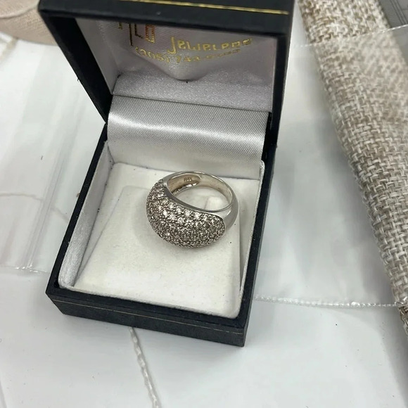 Sterling Silver 925 Pave CZ Dome Ring Size 5.75 - Picture 4 of 10